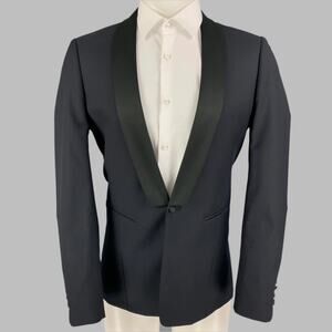 SANDRO Size 38 Black Wool Shawl Collar Sport Coat